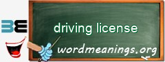 WordMeaning blackboard for driving license